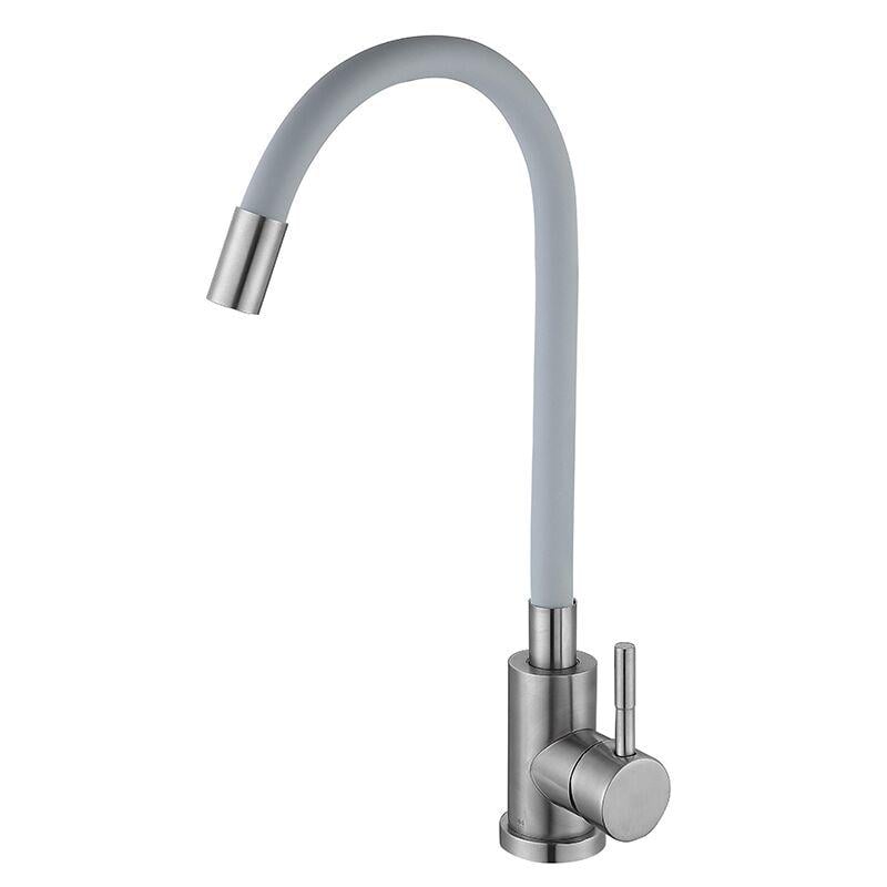 Смеситель кухонный с силиконовым изливом Zerix LUX-011 REFL Gray (ZX4876)