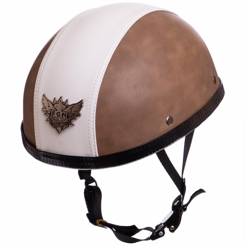 Мотошлем открытый Половина для чоппера Ретро KCO 202 L Коричневый/Белый