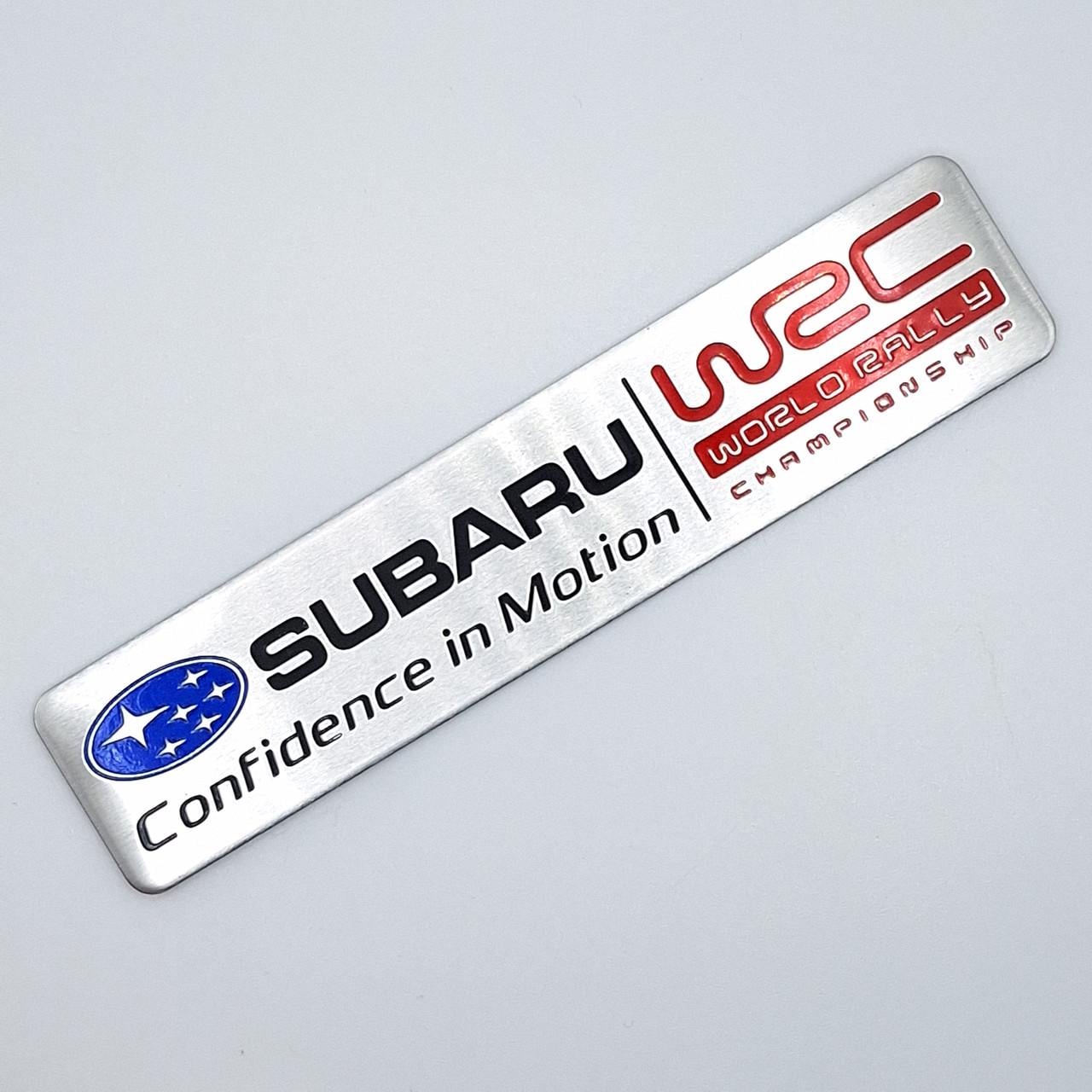Эмблема алюминиевая SUBARU WRC 12х2,5 см (1672743656)