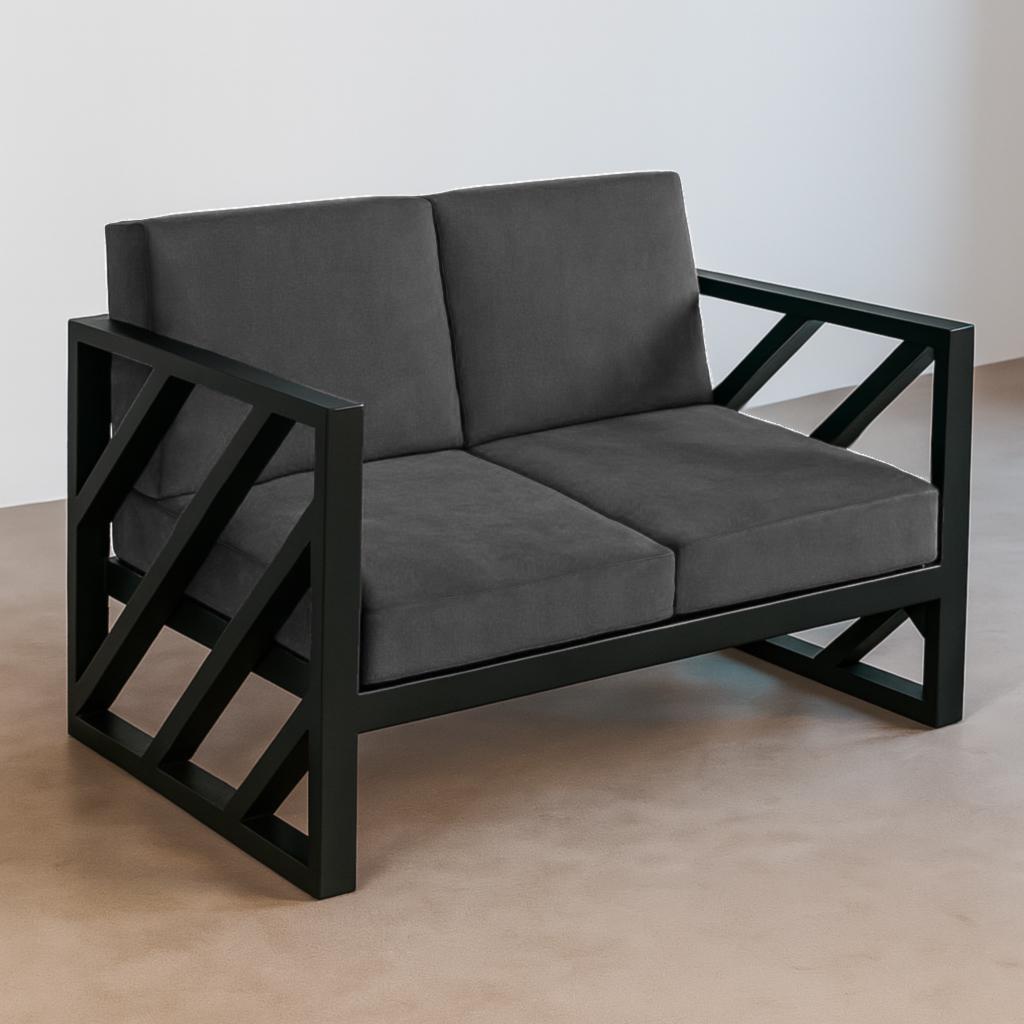 Диван металлический Tobi Sho Гранд/DV4 с подушками 750х1300х700 мм велюр Темно-серый/32 (DV401235)