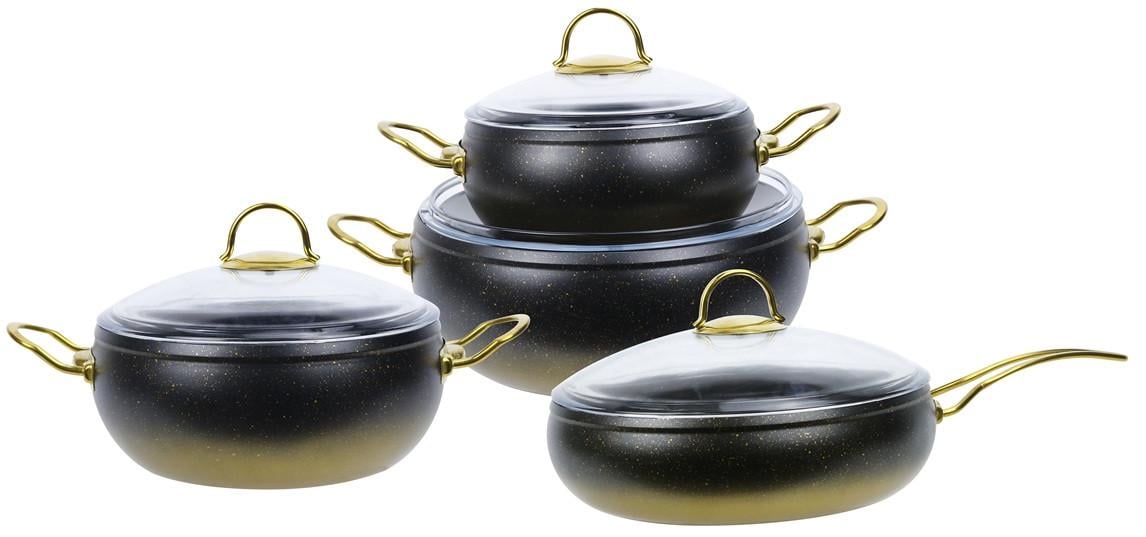 Набор посуды Edenberg 8 предметов с мраморным антипригарным покрытием Коричневый (EB-12946) Набор посуды Edenberg 8 предметов с мраморным антипригарным покрытием Коричневый (EB-12946)