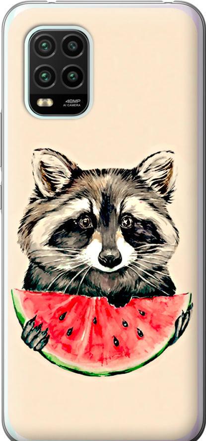 Чехол на Xiaomi Mi 10 Lite Енотик с арбузом (4605t-1924-42517)