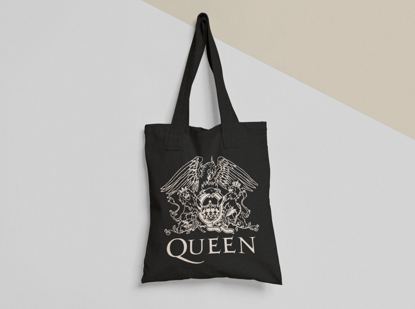 Эко-сумка шоппер с принтом "Queen" 38х40 см Черный (ПН18-Т1)