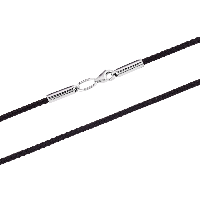 Шнурок синтетический с серебряной застежкой Черный