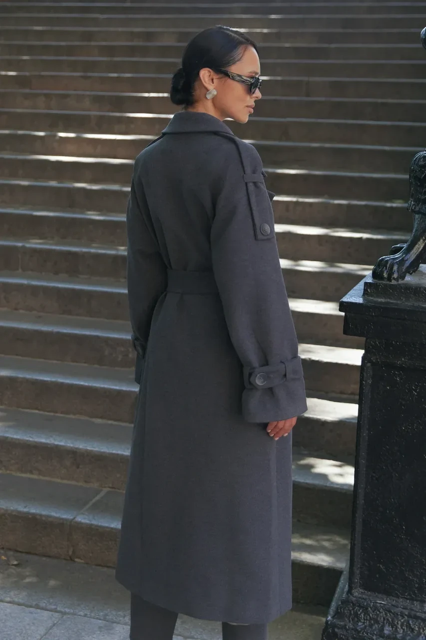 Тренч Seventeen из итальянской шерсти S-M Графитовый - фото 2 Тренч Seventeen из итальянской шерсти S-M Графитовый - фото 2