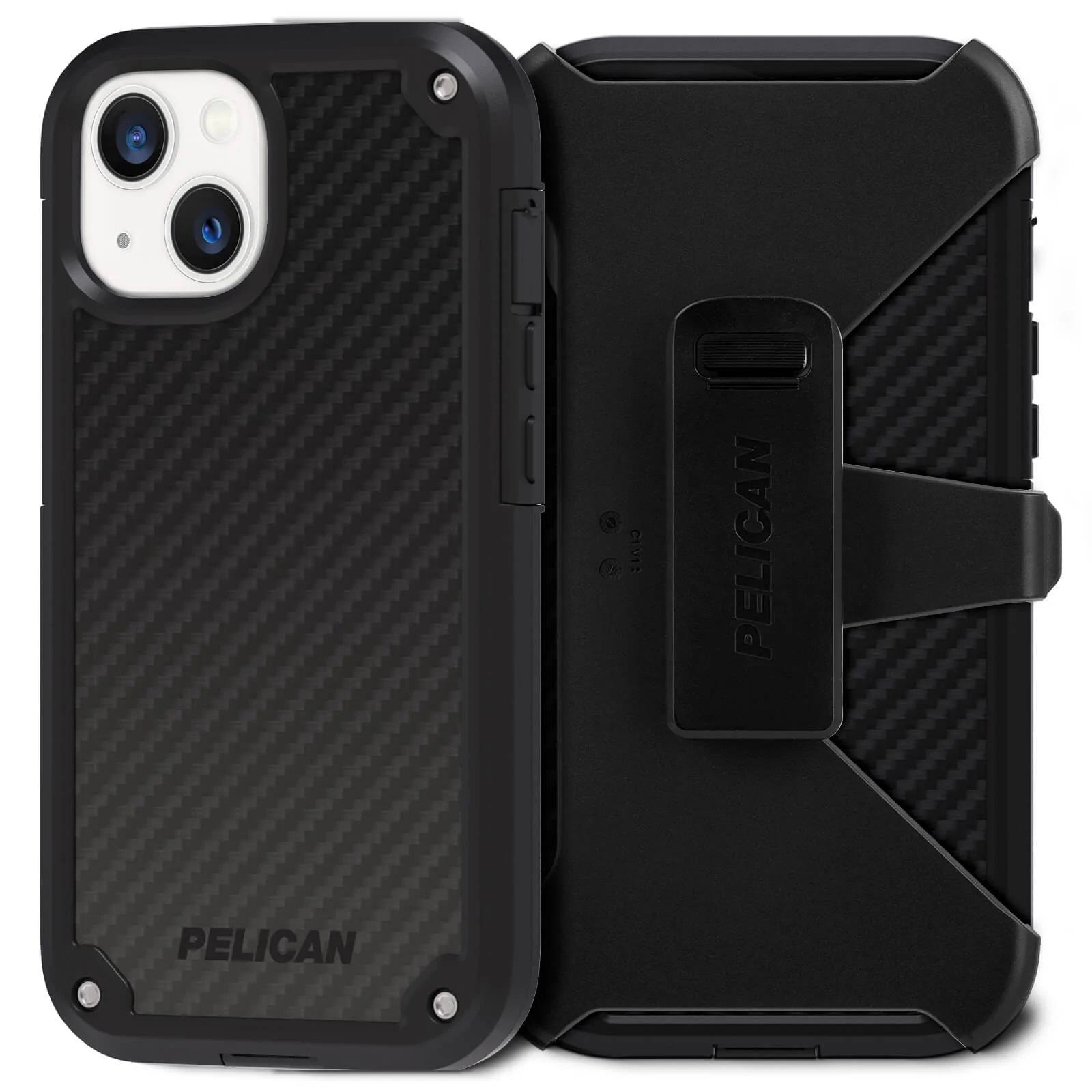 Чехол противоударный с клипсой милитари Pelican Shield Kevlar Defender для iPhone 13 на айфон 14 (6.1") Black