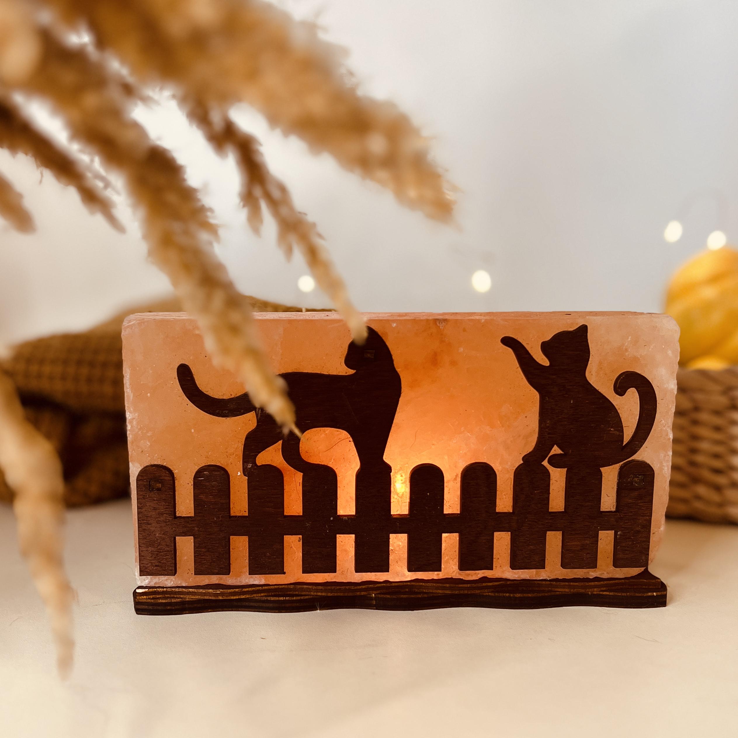 Соляна лампа декоративна Himalayan Коти на паркані 1 кг (29909030) - фото 3