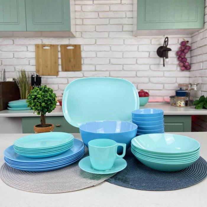 Столовий сервіз Luminarc Diwali 38 пр. Light Turquoise&Light Blue (Q0004)