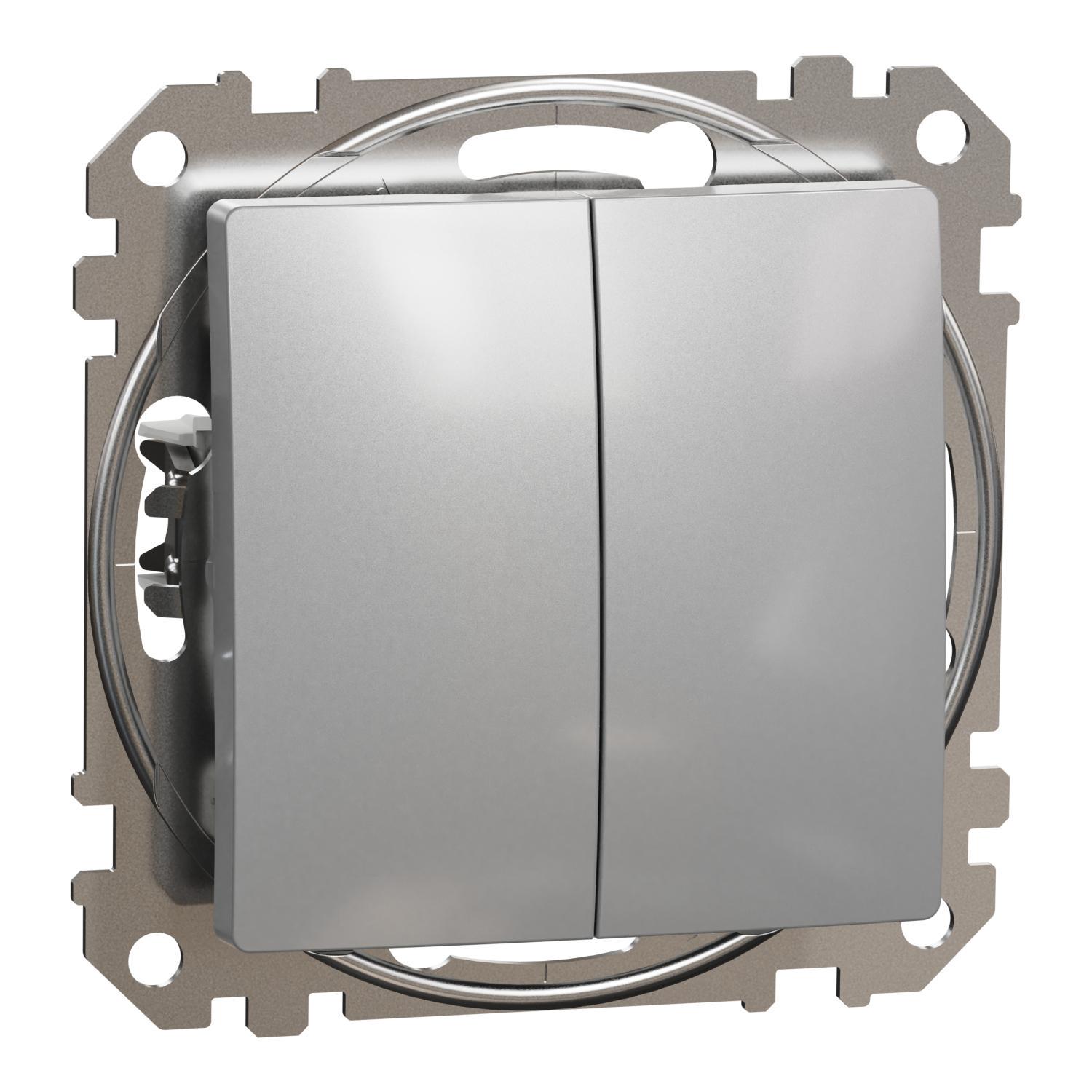 Переключатель двухклавишный Schneider Electric Sedna Design Алюминий (SDD113108)