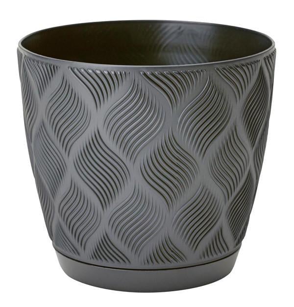 Горшок для цветов Form-Plastic Flow-19 с подставкой 3,55 л Антрацитовый (5025-014)