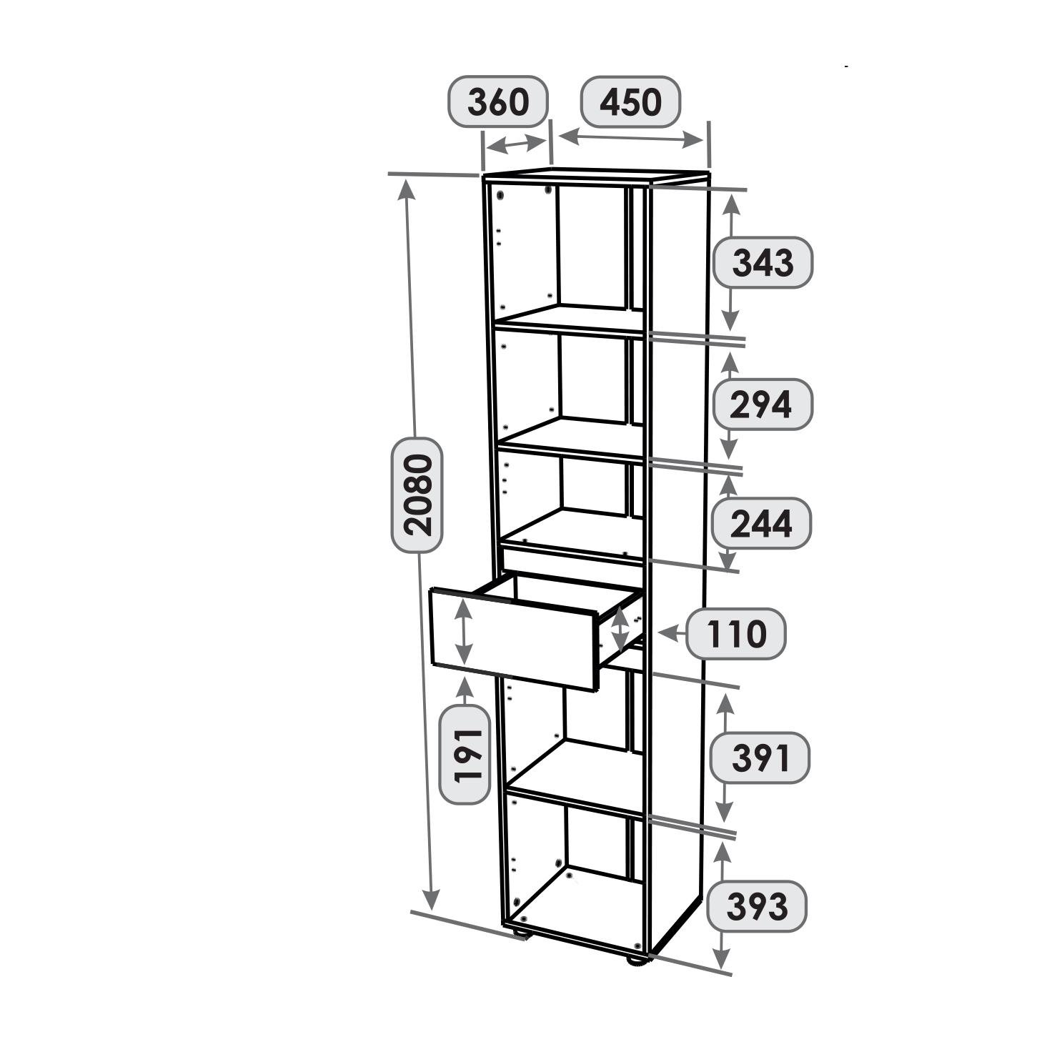 Пенал Everest Лайт ПЛ-1 закрытый 450х360х2080 мм Нимфея альба (11131) - фото 2