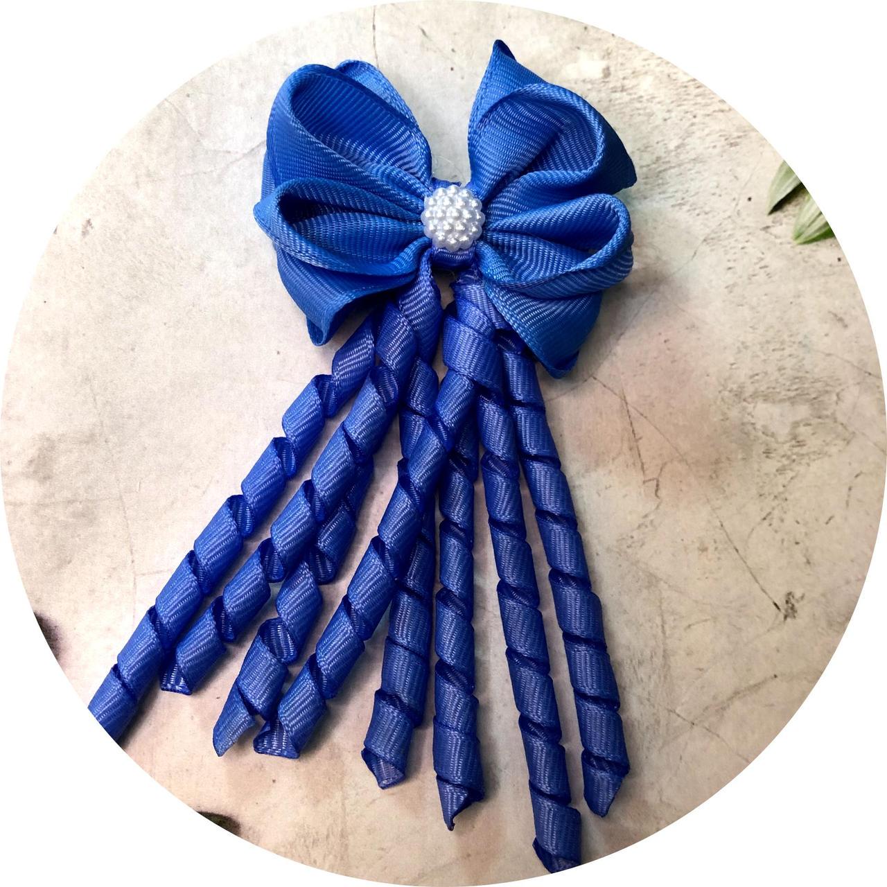 Бантик для волос детский на резинке 6х8 см Синий (10687)
