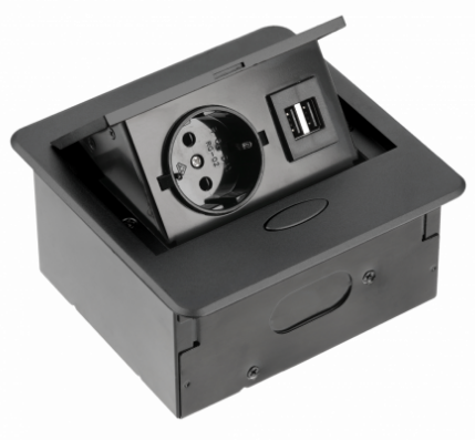 Розетка та USB A/Type-C GTV AVARO SCHUKO USB 1,5 м Чорний (AE-PB1SAVA-20N)