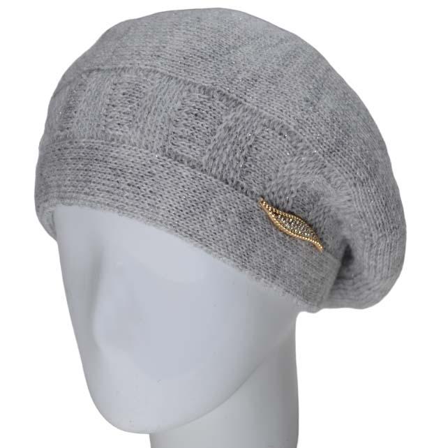 Берет женский Lirus Милена двойной с люрексовой нитью Светло-серый (119210)