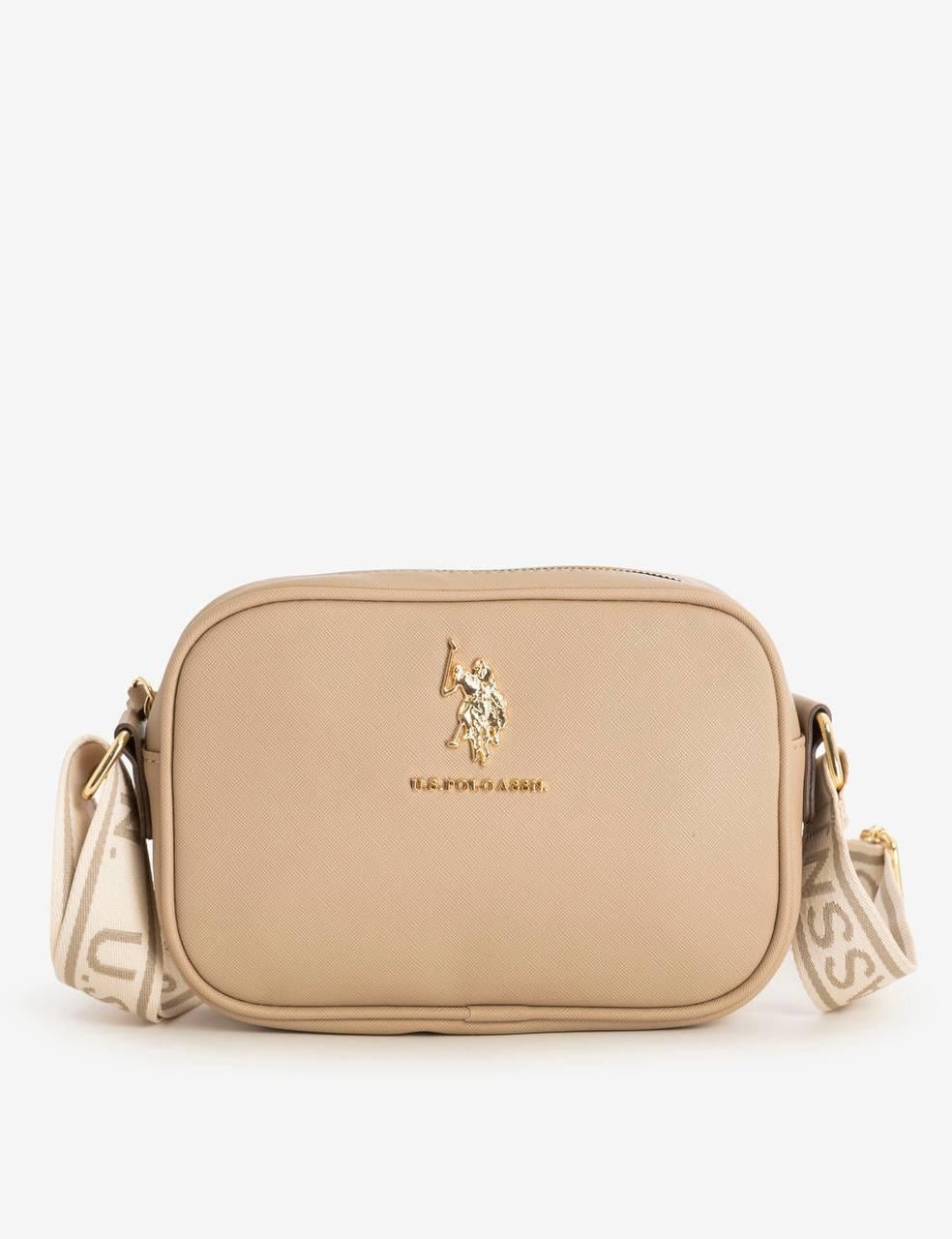 Женская сумка кросс-боди U.S. Polo ASSN TAUP через плечо Бежево-коричневый (38427331)