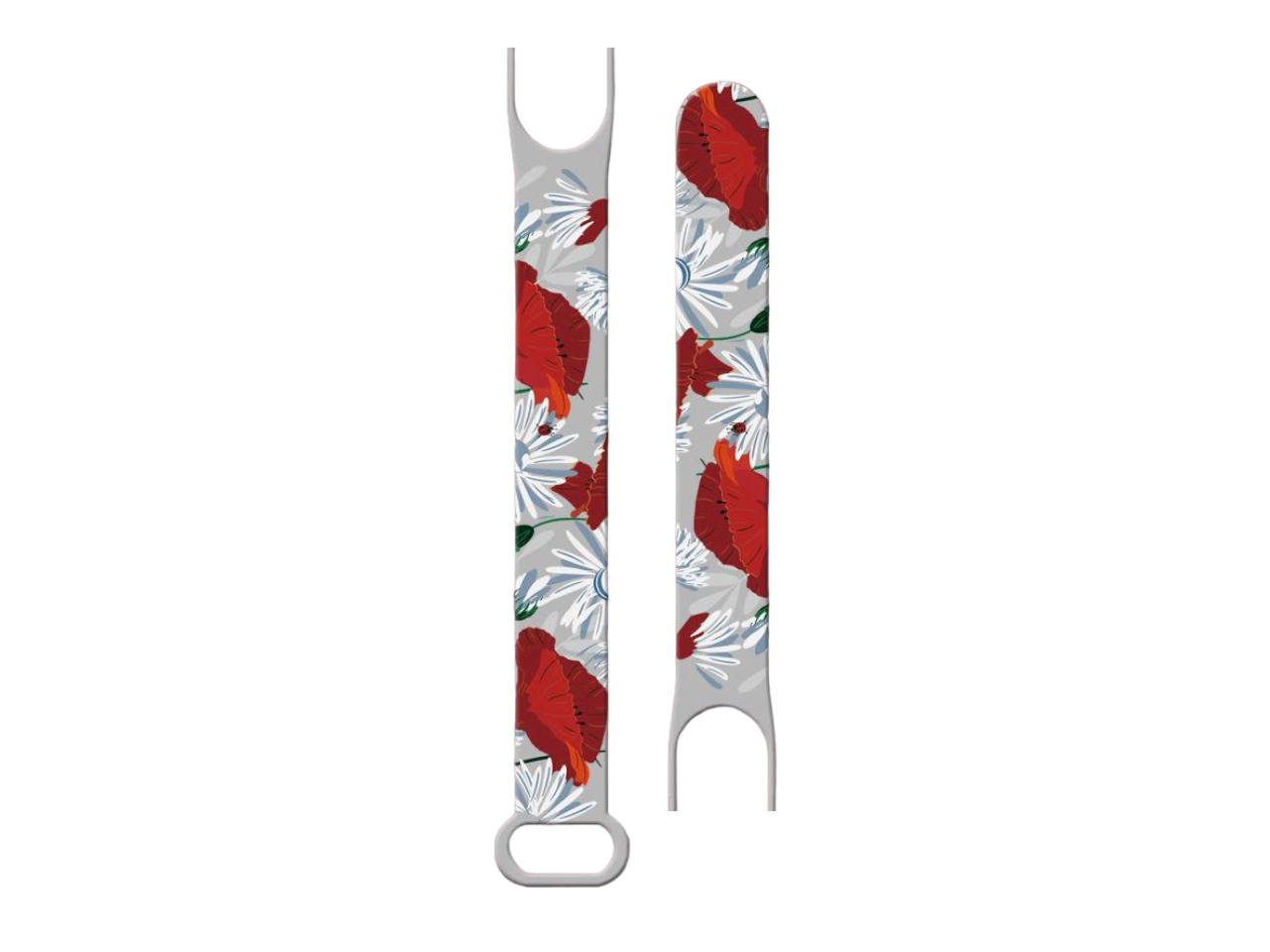 Ремешок MRK Красный мак для фитнес браслета Xiaomi Mi Band 4/3 силиконовый Серый (017)