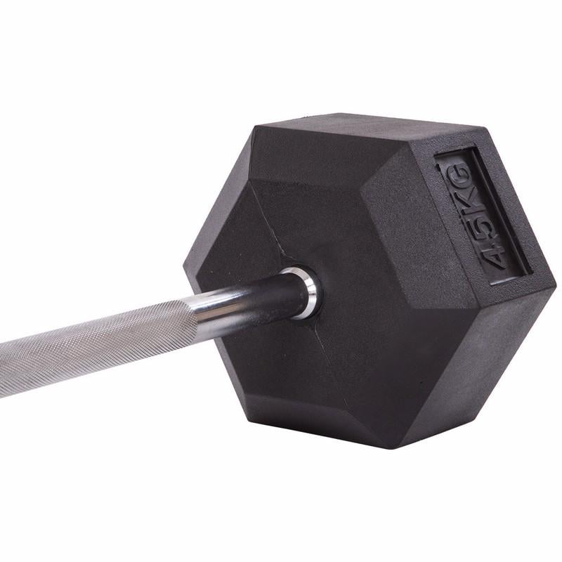 Штанга Zelart Record Rubber Hexagon Barbell фіксована пряма гумова TA-6230-45 довжина 95 см 45 кг (DR002600) - фото 4