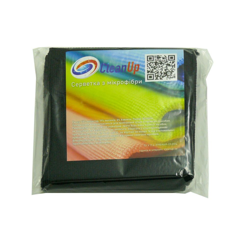 Серветка мікрофібра CleanUP універсальна 30х30 см 5 шт. Чорний (11105)
