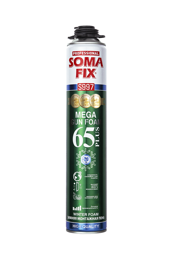 Піна монтажна Soma Fix S997 MEGA 65 plus професійна зима 850 мл (61874029)