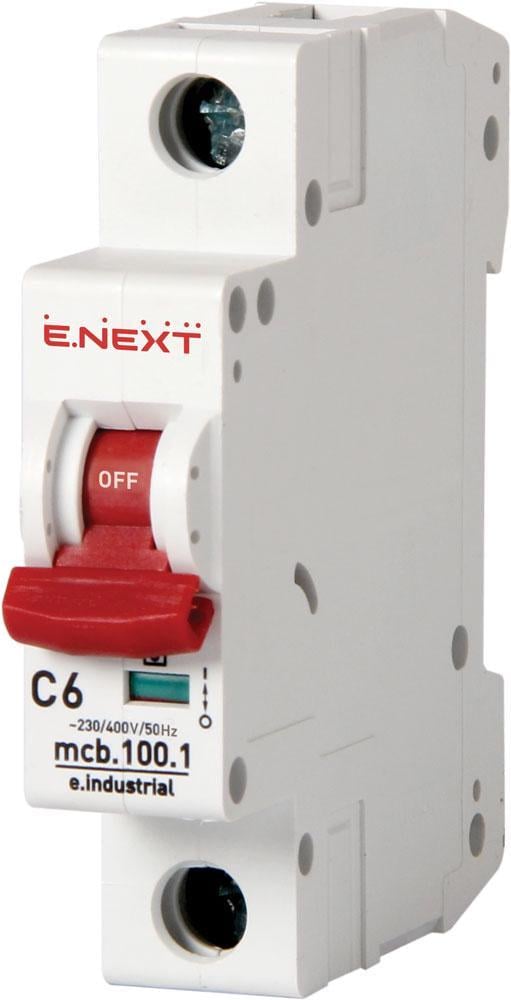 Автоматичний вимикач E.NEXT e.industrial.mcb.100.1.C6 1р 6А 10кА C (i0180001)