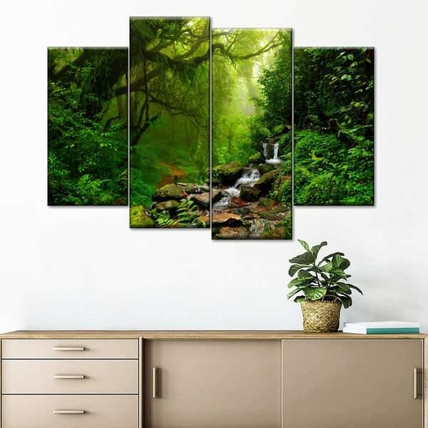 Модульная картина KIL Art Лесной источник из четырех частей 129x90 см (M4_L_156)