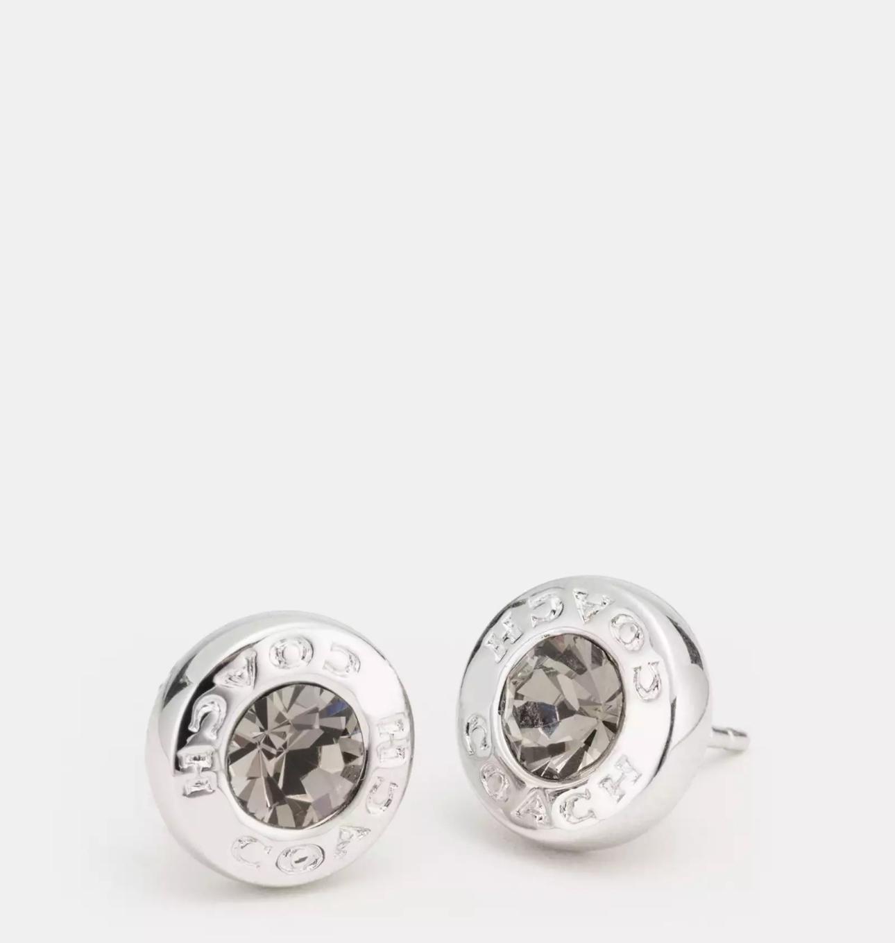 Сережки жіночі Coach Circle Stone Stud Earrings з латуні Сріблястий (2214442382) - фото 2