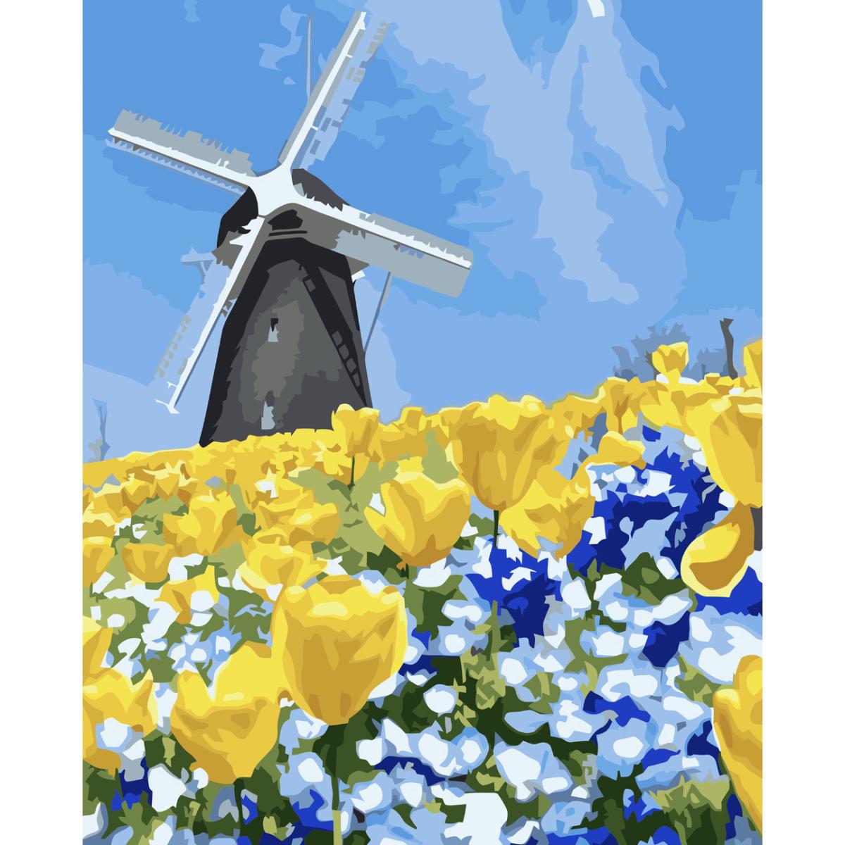 Картина по номерам Strateg Ветряная мельница на поле 40x50 см (VA-3737)