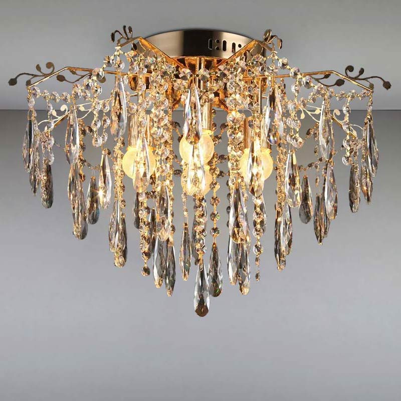 Люстра потолочная хрустальная Light House NM-15269/4 на четыре лампы Золото