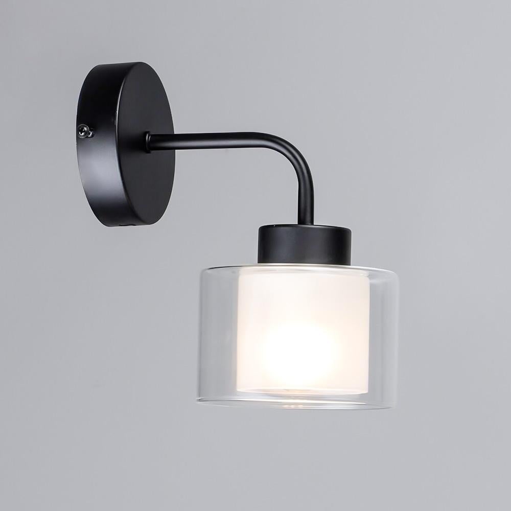 Светильник настенный бра Light House SRS-20655/1W BK плафон прозрачный/белый Черный
