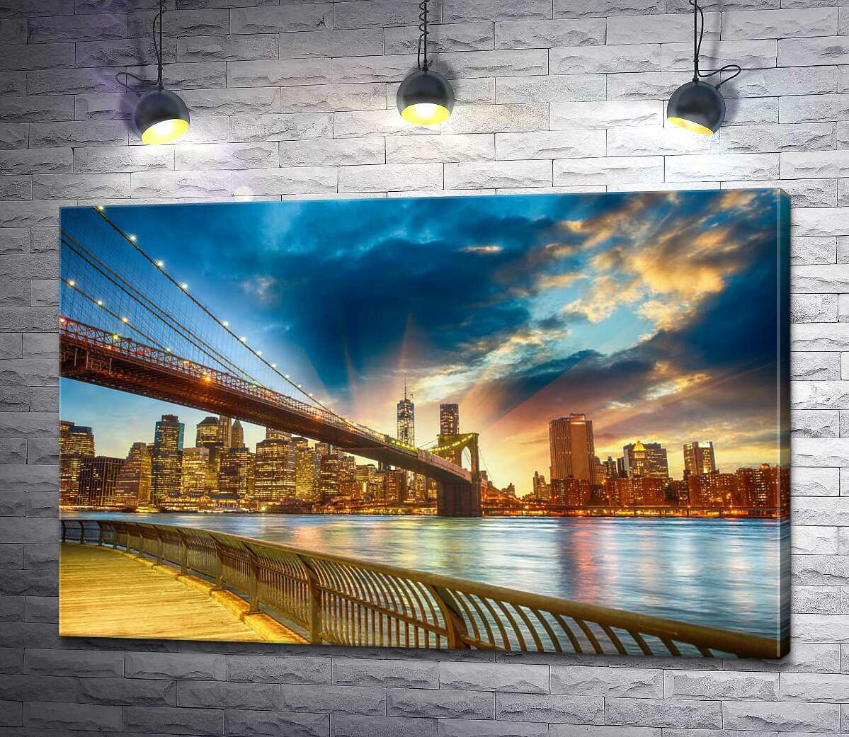 Картина ArtPoster Бруклінський міст (Brooklyn Bridge) веде до багатолюдного мегаполісу 50x33 см Модуль №1 (002555)