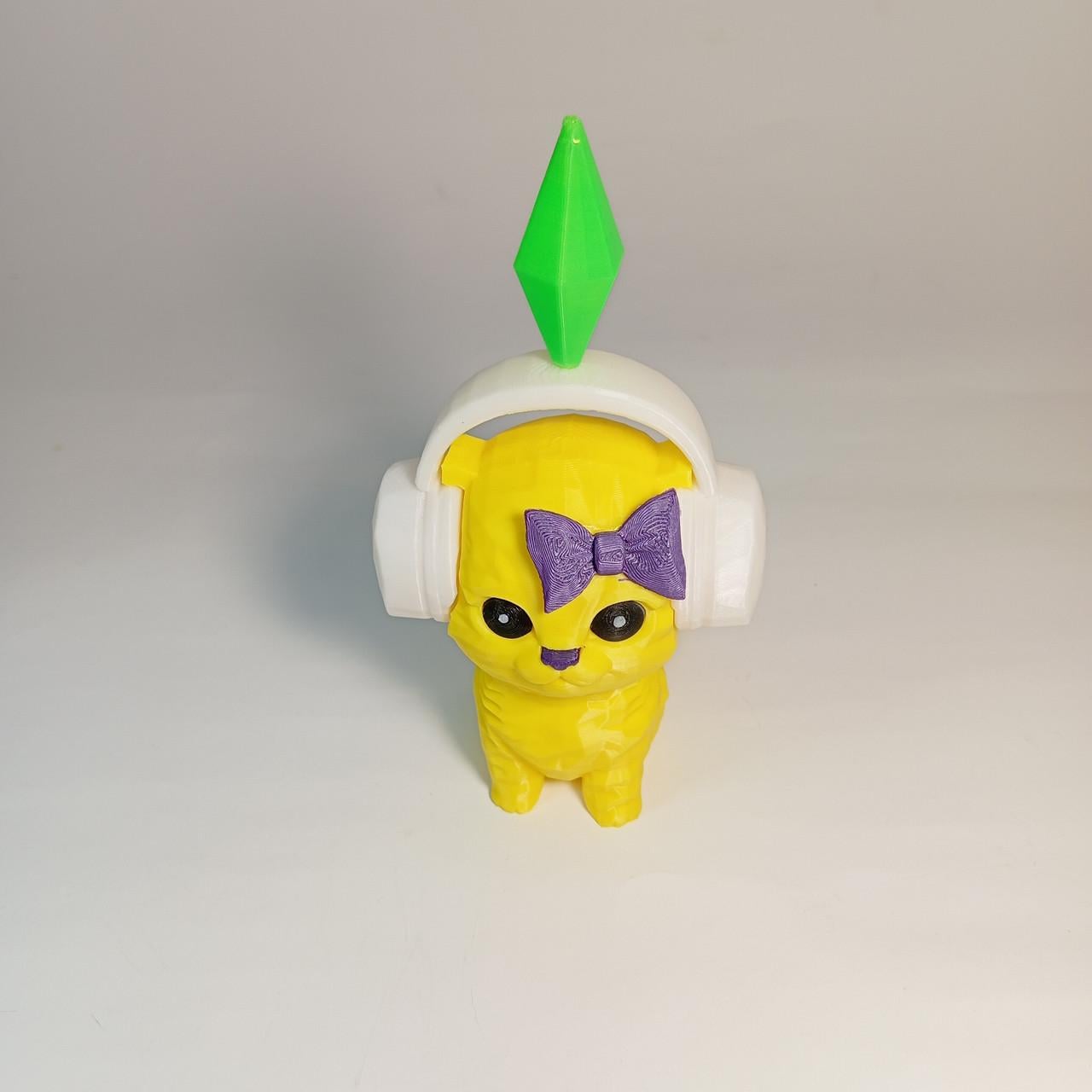 Котик в наушниках с подвижной головой The Sims Cat Dancing in Headphones 15 см 3D-печать