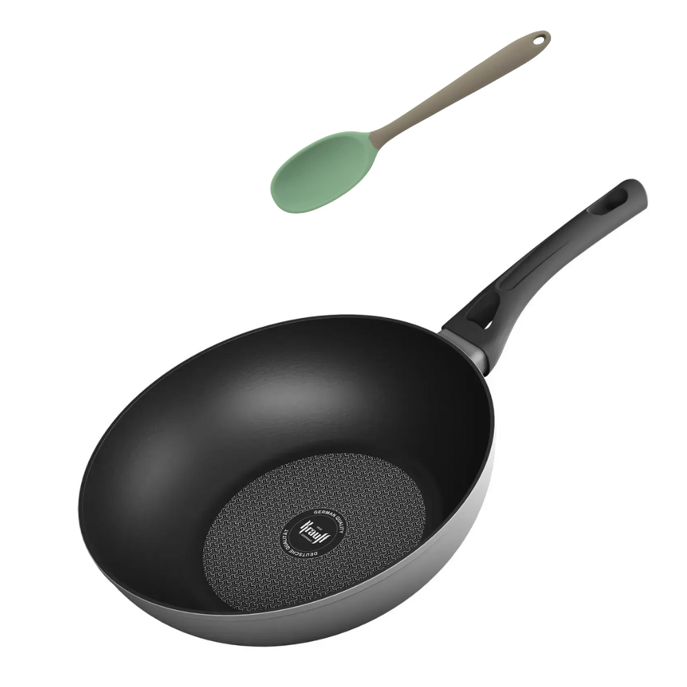 Сковорода Wok Krauff Hamburg 28 см із кухонною силіконовою ложкою Symphonie (28437)