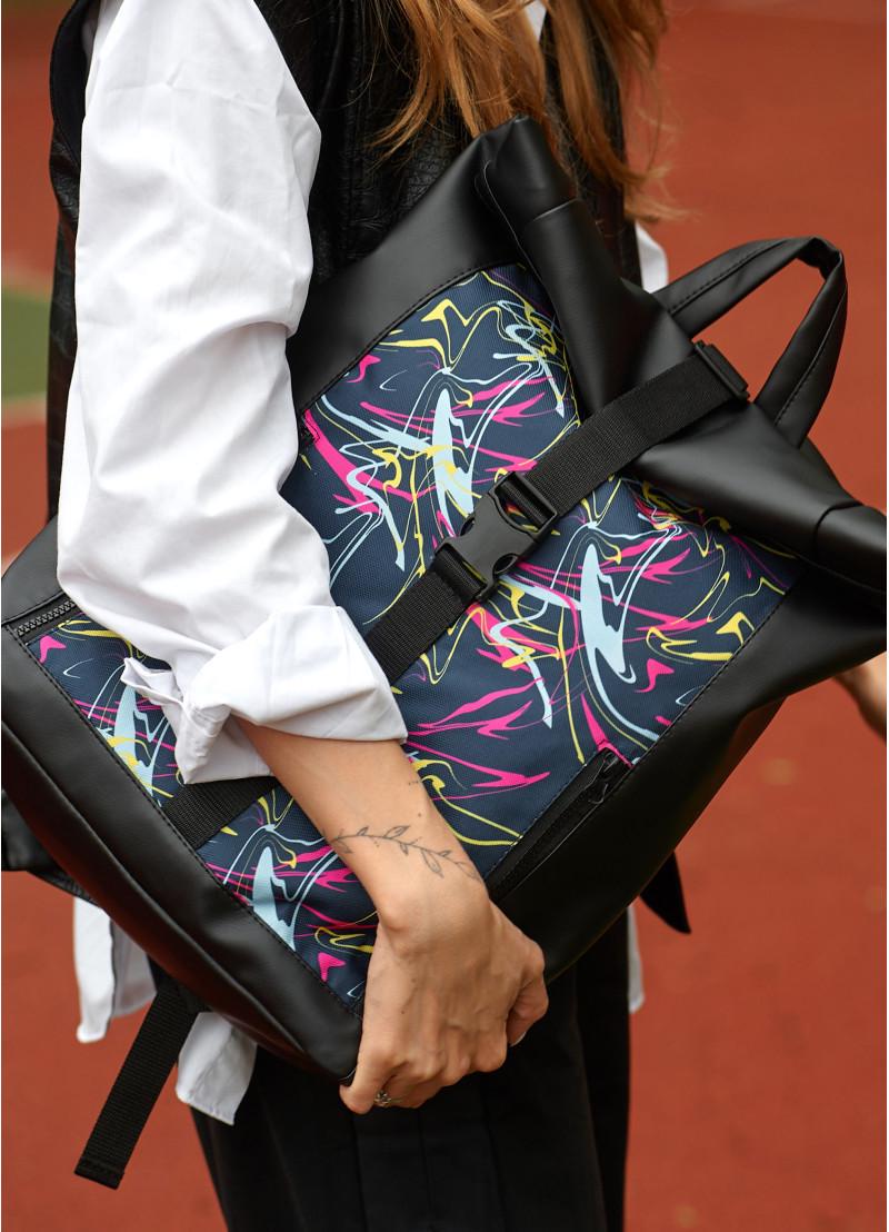 Рюкзак жіночий Sambag RollTop ONE Abstract Чорний (24208710) - фото 3 Рюкзак жіночий Sambag RollTop ONE Abstract Чорний (24208710) - фото 3