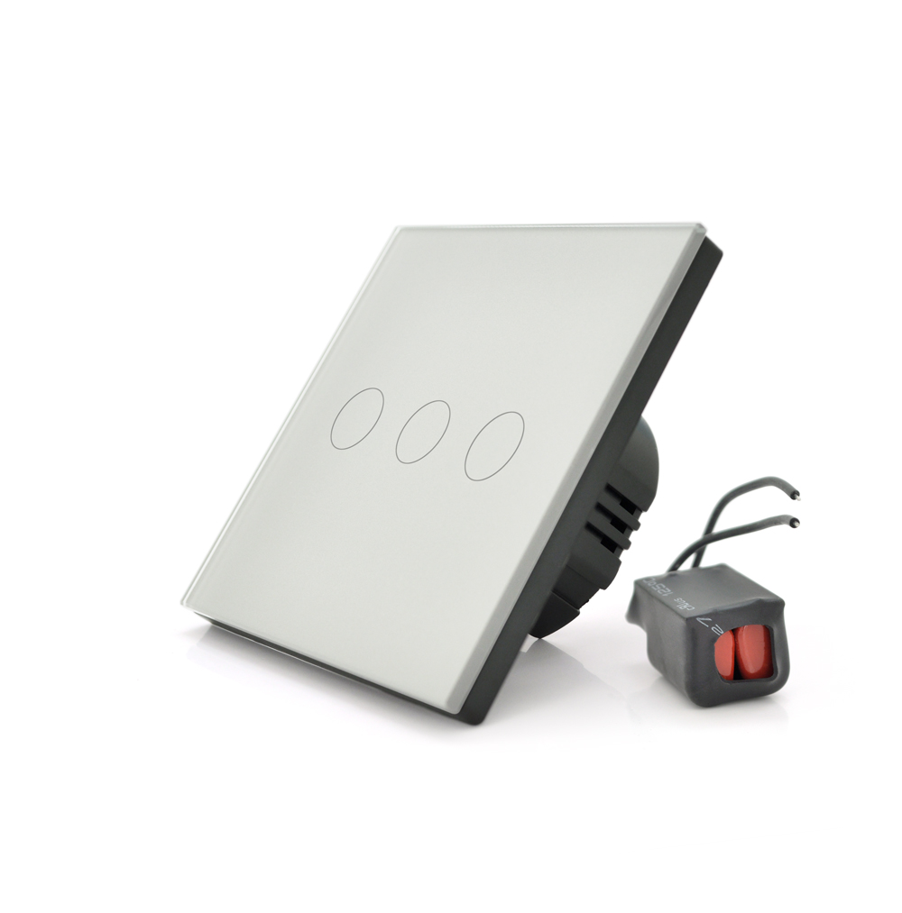 Вимикач сенсорний VOLTRONIC WiFi триканальний без заземлення Білий (25624752)