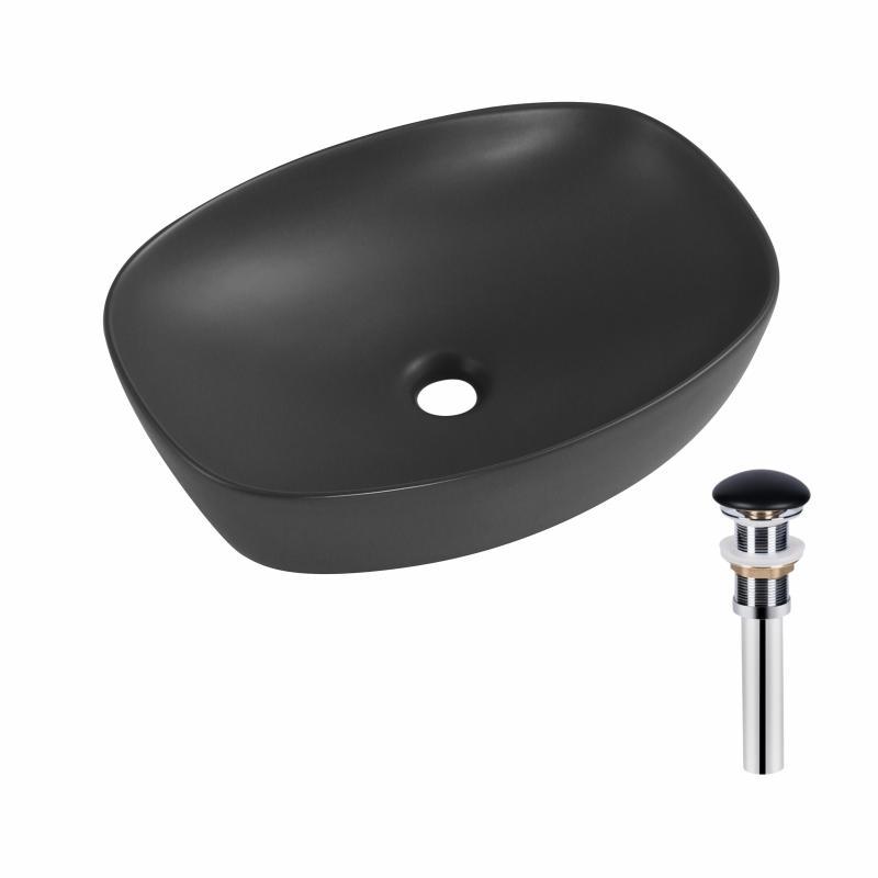 Раковина накладна Qtap Robin QT04116302AN прямокутна з донним клапаном 500x380x140 мм Антрацит (SD00054296)