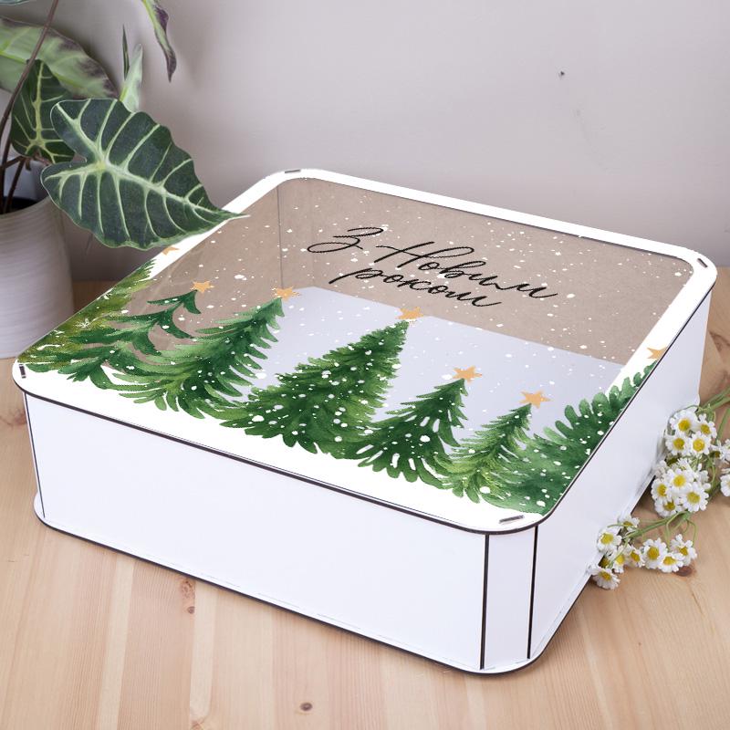 Коробка квадратная с новым годом 40 см (5811-2)