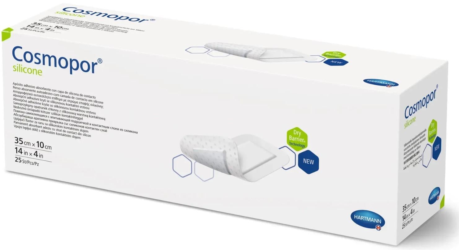 Повязка адгезивная силиконовая с абсорбирующим слоем Cosmopor Silicone 35х10 см