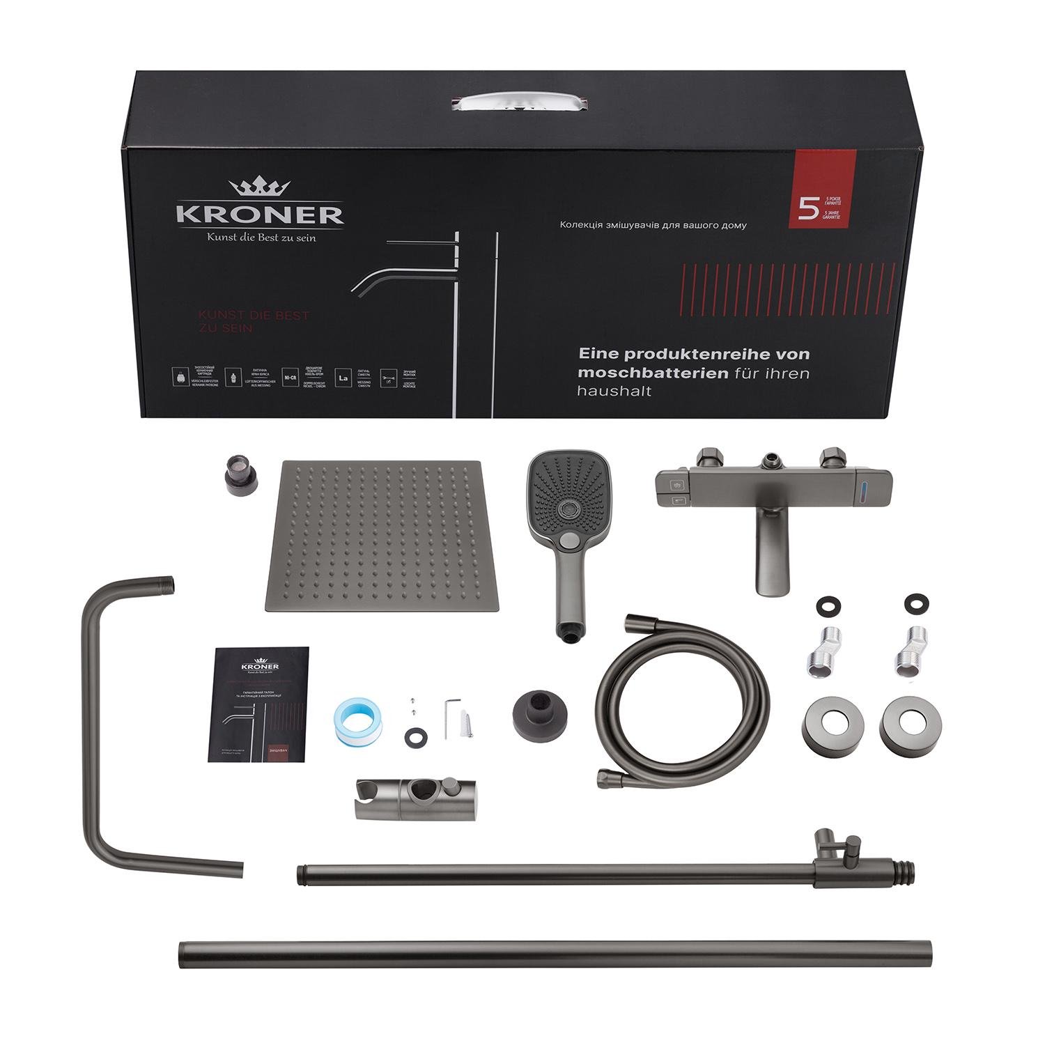 Душевая система со смесителем Kroner Makon CV033859 Графитовый (239643) - фото 12