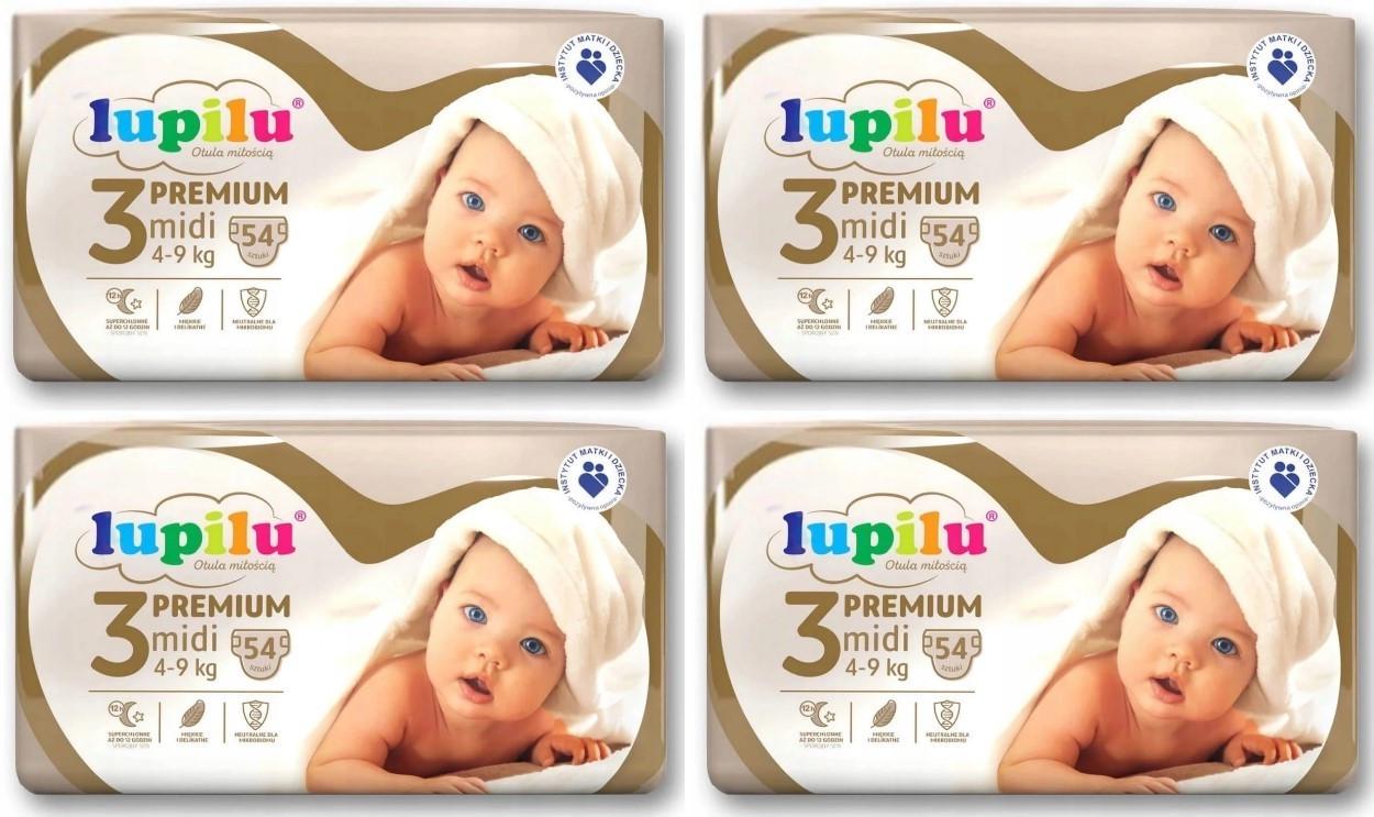 Підгузки дитячі Lupilu Premium Midi р. 3/вага 4-9 кг 216 шт. (1608941047)