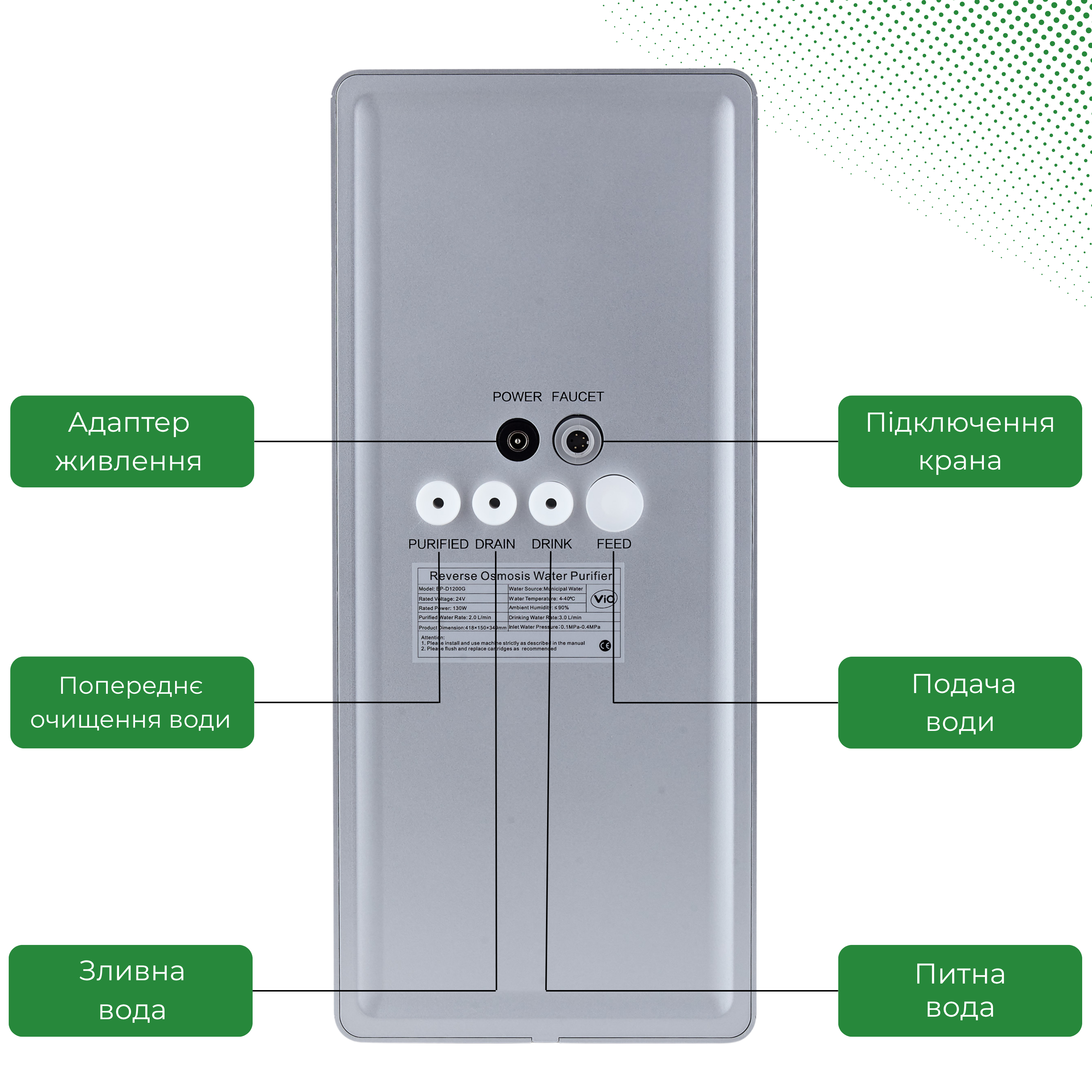 Фільтр для питної води зворотного осмосу ViO BP-D1200G під мийку (23563051) - фото 6
