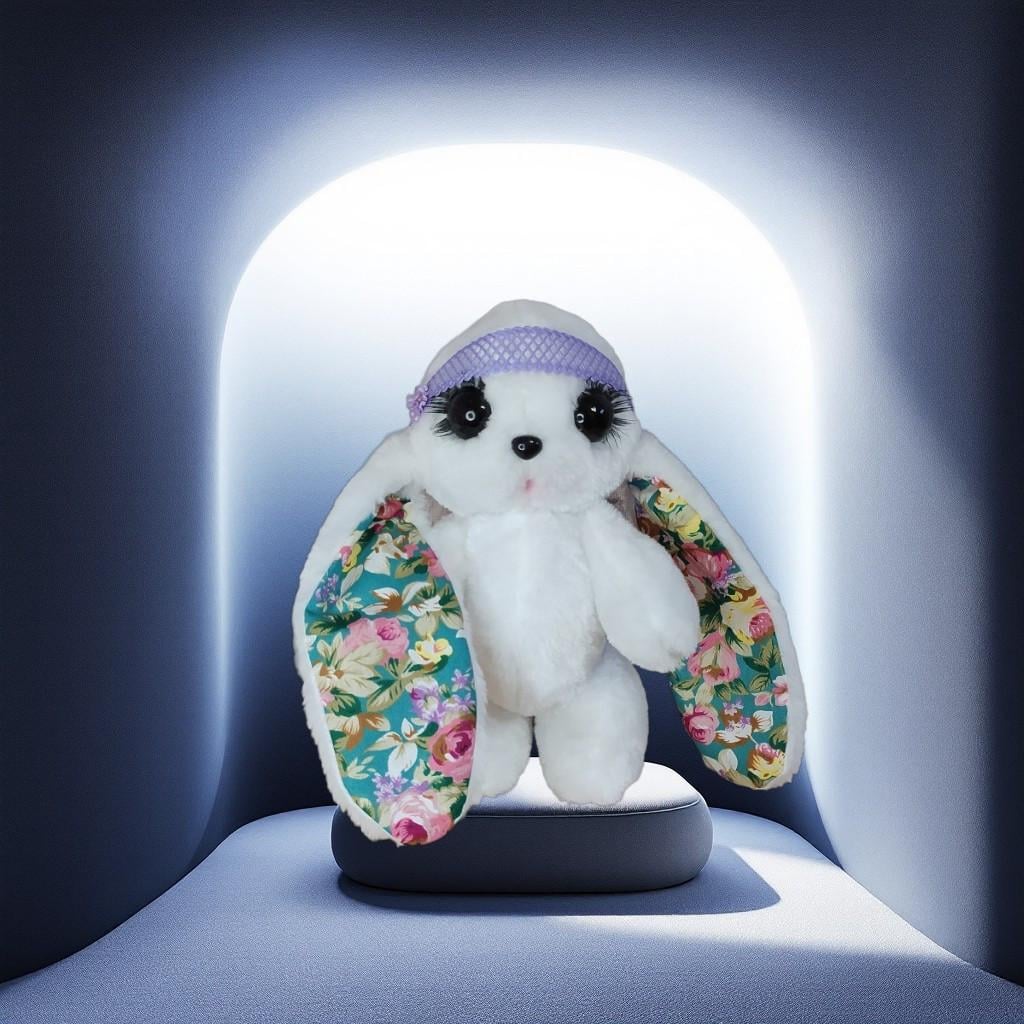 М'яка іграшка Зайчик 25 см Білий/Бузковий (02934-1)