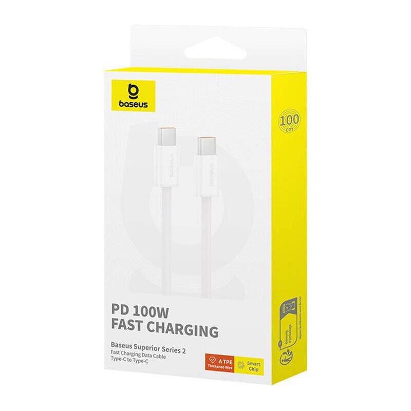 Дата-кабель BASEUS Superior 2 Fast Charging Type-C to Type-C 100W 1 м Moon White (P10365200211-03) - фото 4