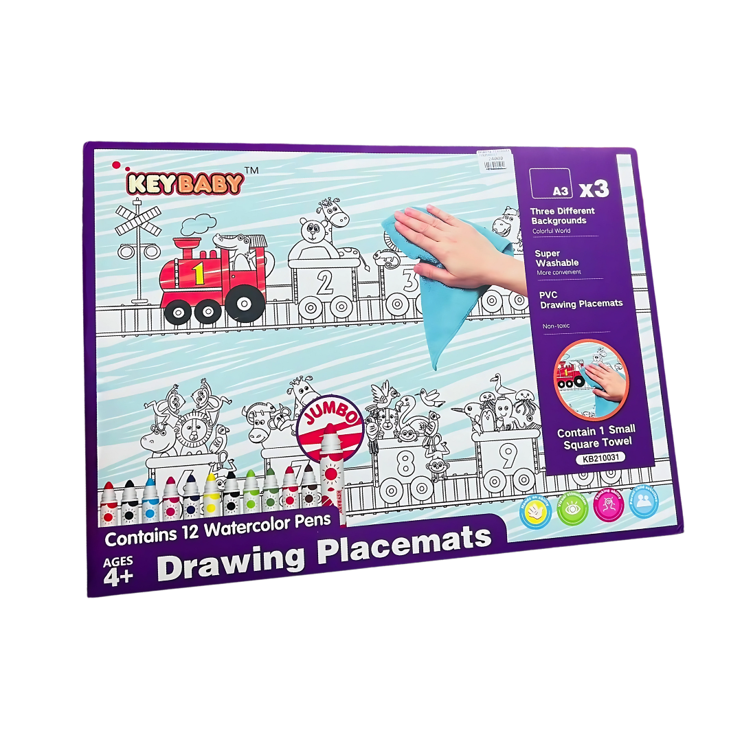 Набор для рисования раскраски Keybaby формата А3 с 12 маркерами и салфеткой для очистки 3 шт. Purple Набор для рисования раскраски Keybaby формата А3 с 12 маркерами и салфеткой для очистки 3 шт. Purple