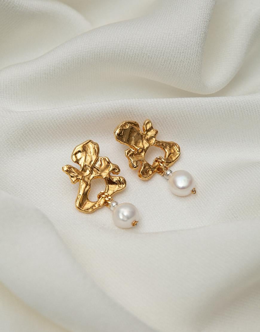 Сережки Rosa White жіночі SAMOKISH золоті One size