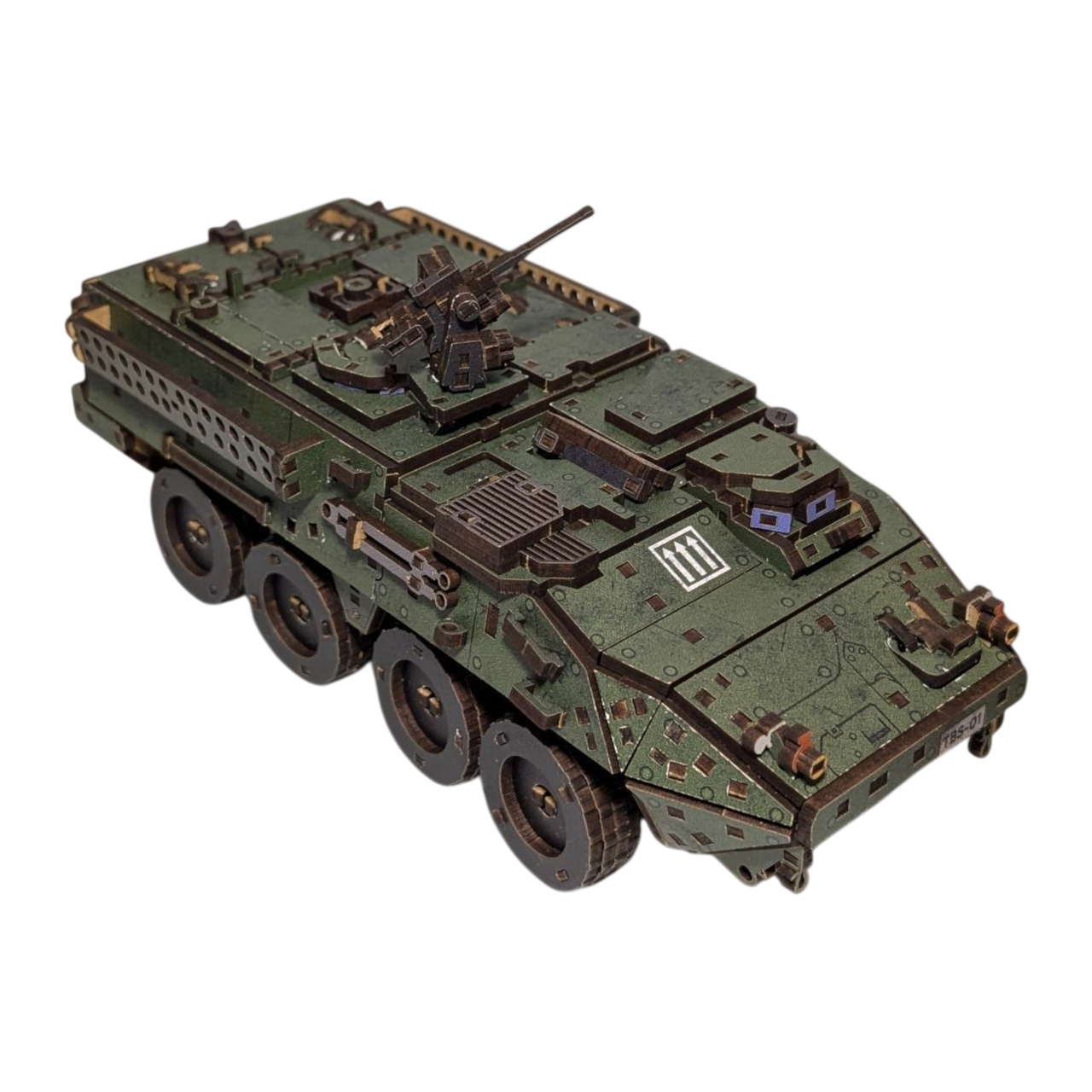 Пазл картонный из дерева механический 3D TimberBricks БТР М1126 Stryker 433 деталей