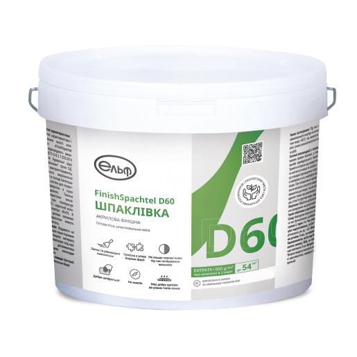 Шпаклевка акриловая финишная Elf Decor FinishSpachtel D60 27 кг (2726245352)
