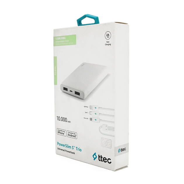 Повербанк Ttec 10000 mAh 2USB microUSB 20W для смартфонов белый (29700) - фото 3