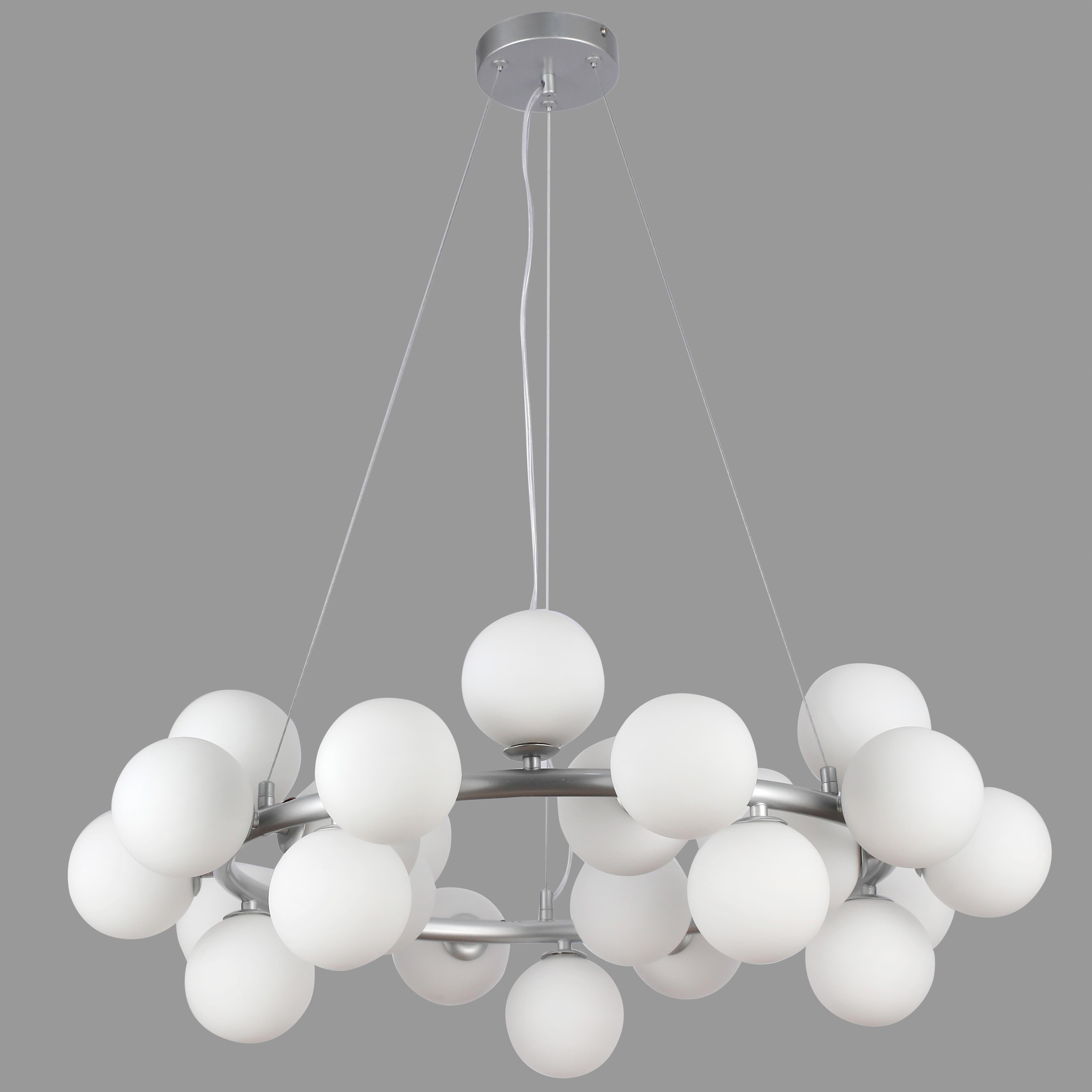 Люстра круглая на 25 ламп с белыми плафонами Серый (84-1019-25 GAB+WH (S))