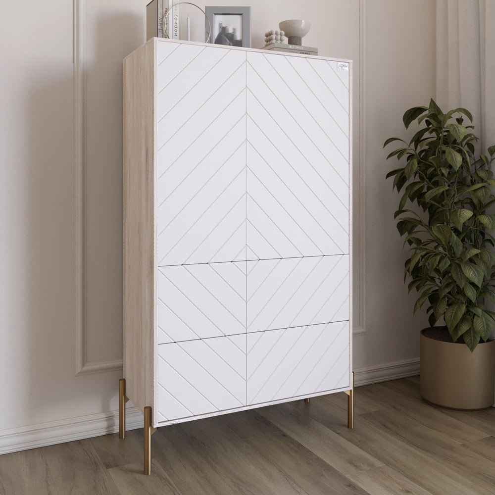 Комод-пенал Lion Амарант 84x40x150 см Самоа Дымчатый/Белый (LION-042187)