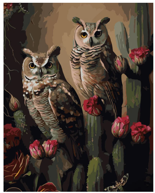 Картина за номерами Strateg Зацікавлені сови 40х50 см (GS1399)